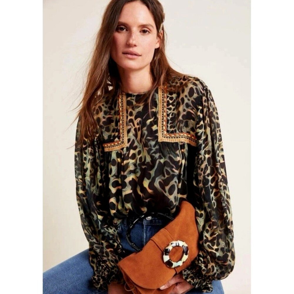 🔥Anthropologie x Blank London Animal Print Blouse | Size S | EUC 🐆